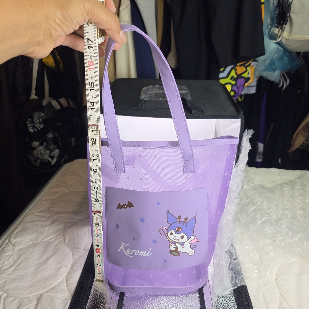 Kuromi Sanrio Tote Bag Lavender Mesh PVC Pastel Goth Kawaii 12.6″ × 11″ × 6.7″ - Picture 12 of 14